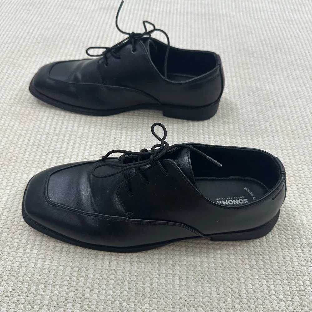 Sonoma Boys Alexander Black Square Toe Lace Up Dress Shoes Memory Foam Size 7 M